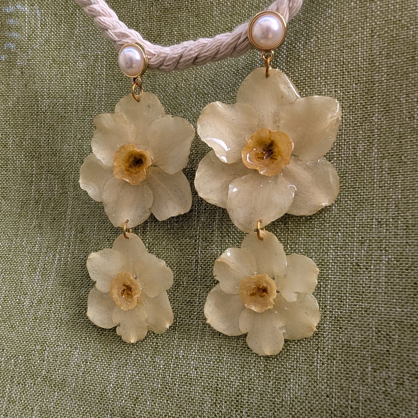 Daffodil Earrings – Pearl Stud Edition