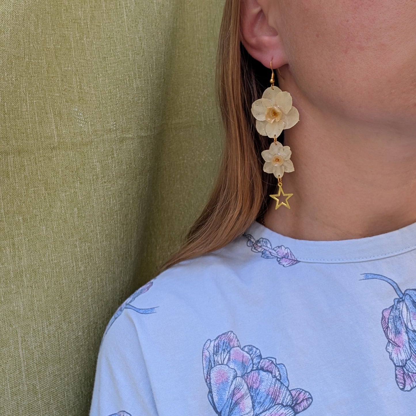Daffodil Earrings with Star Charms