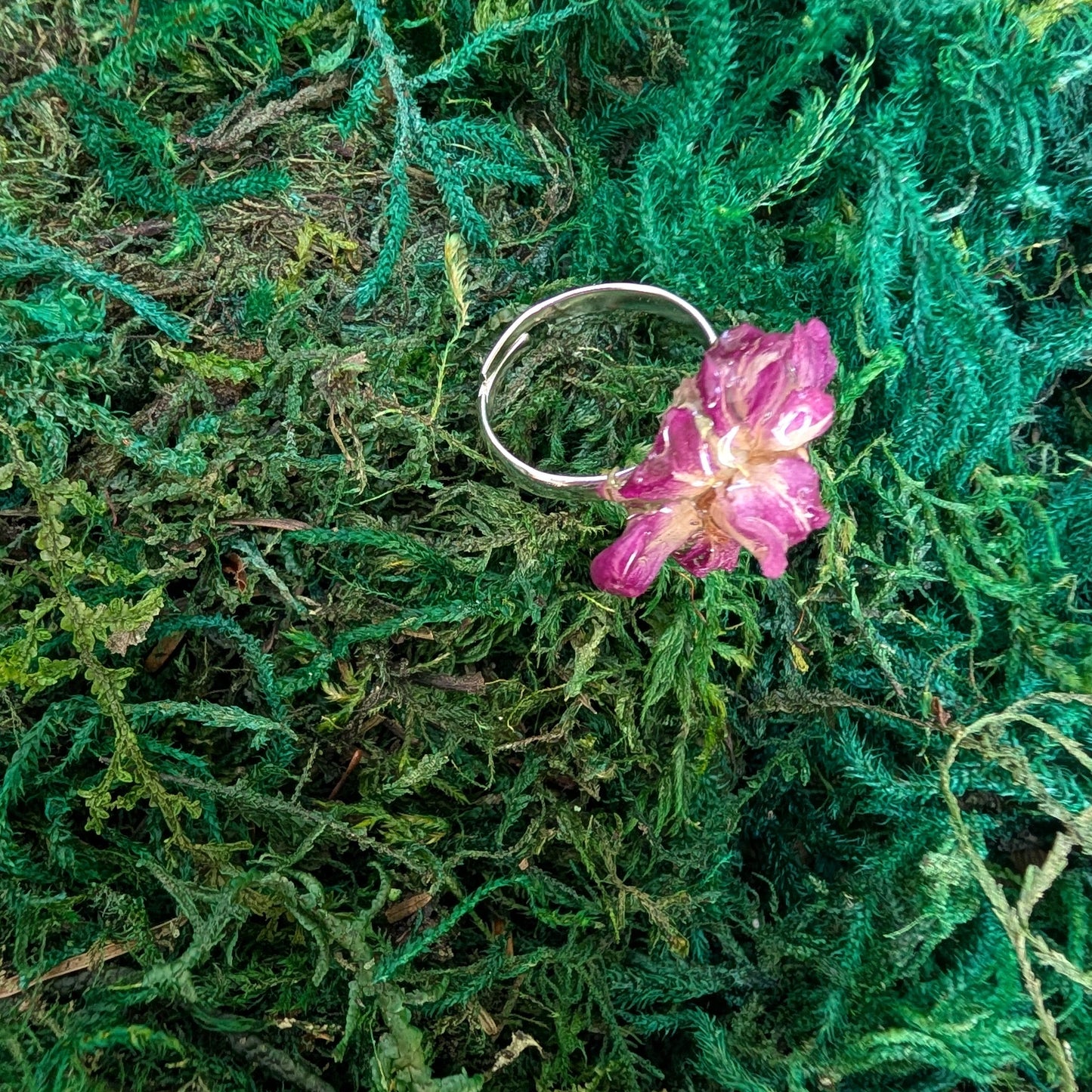 Violet Larkspur Flower Ring
