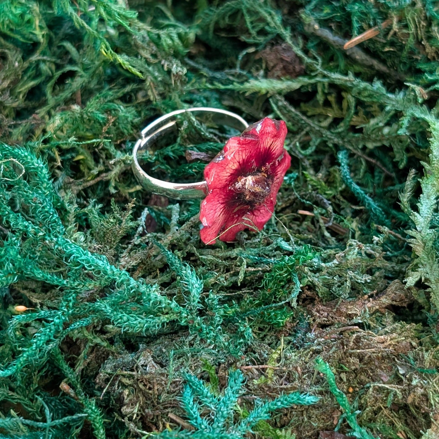 Deep Ruby Wildflower Ring