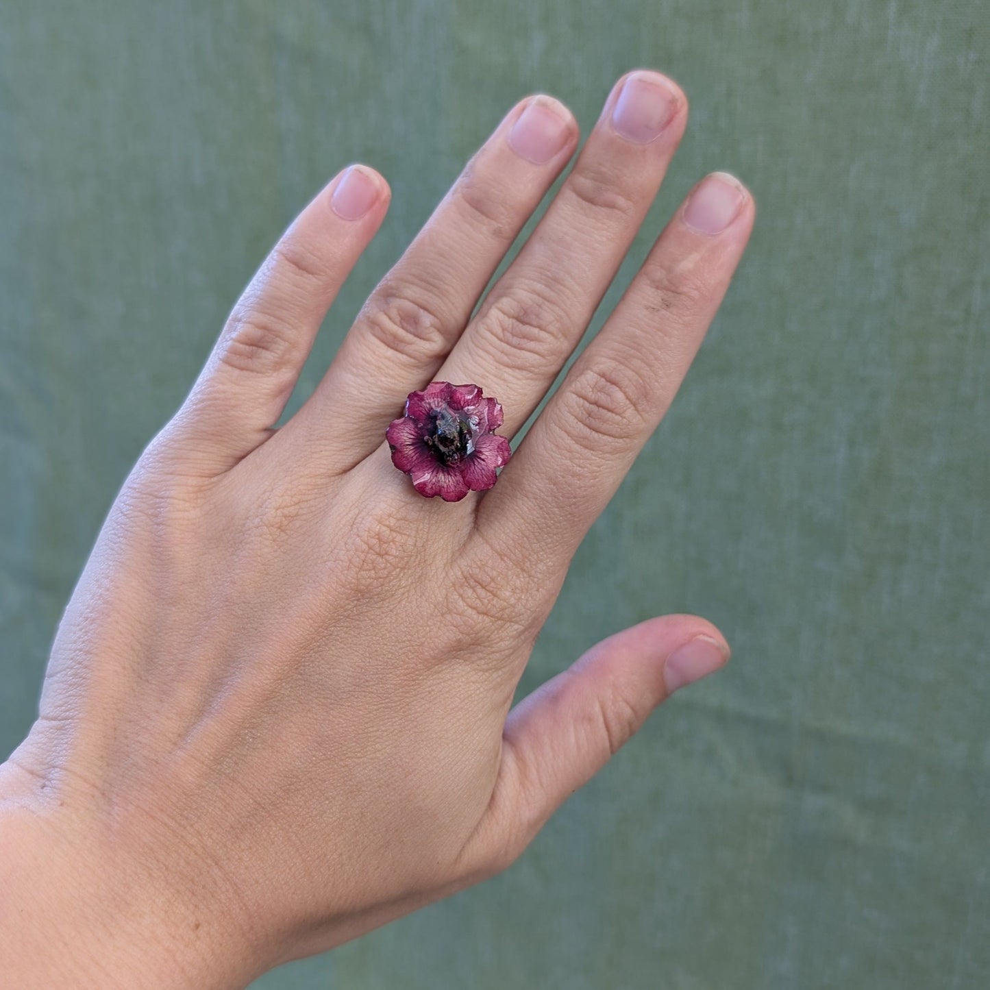 Deep Ruby Wildflower Ring