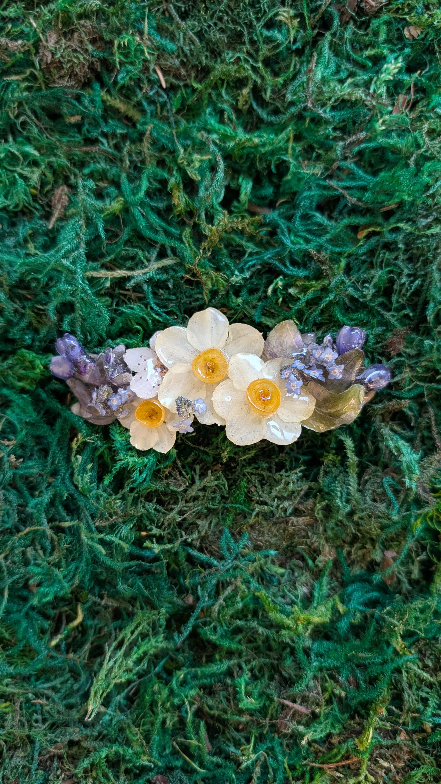 Golden Daffodil & Lavender French Barrette Hair Clip