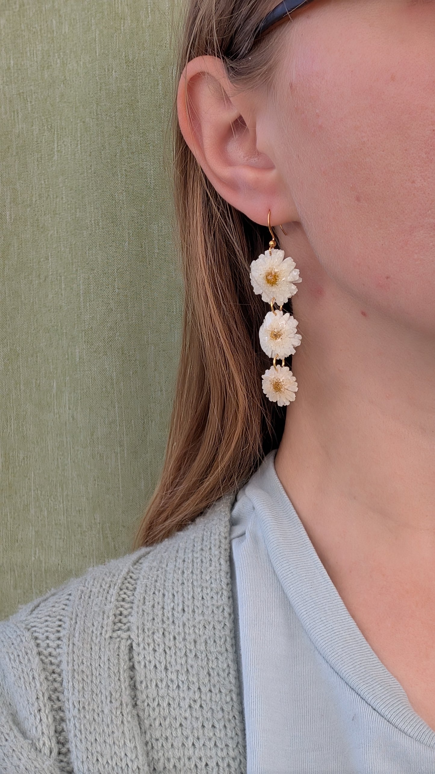 Triple Daisy Cascade Earrings