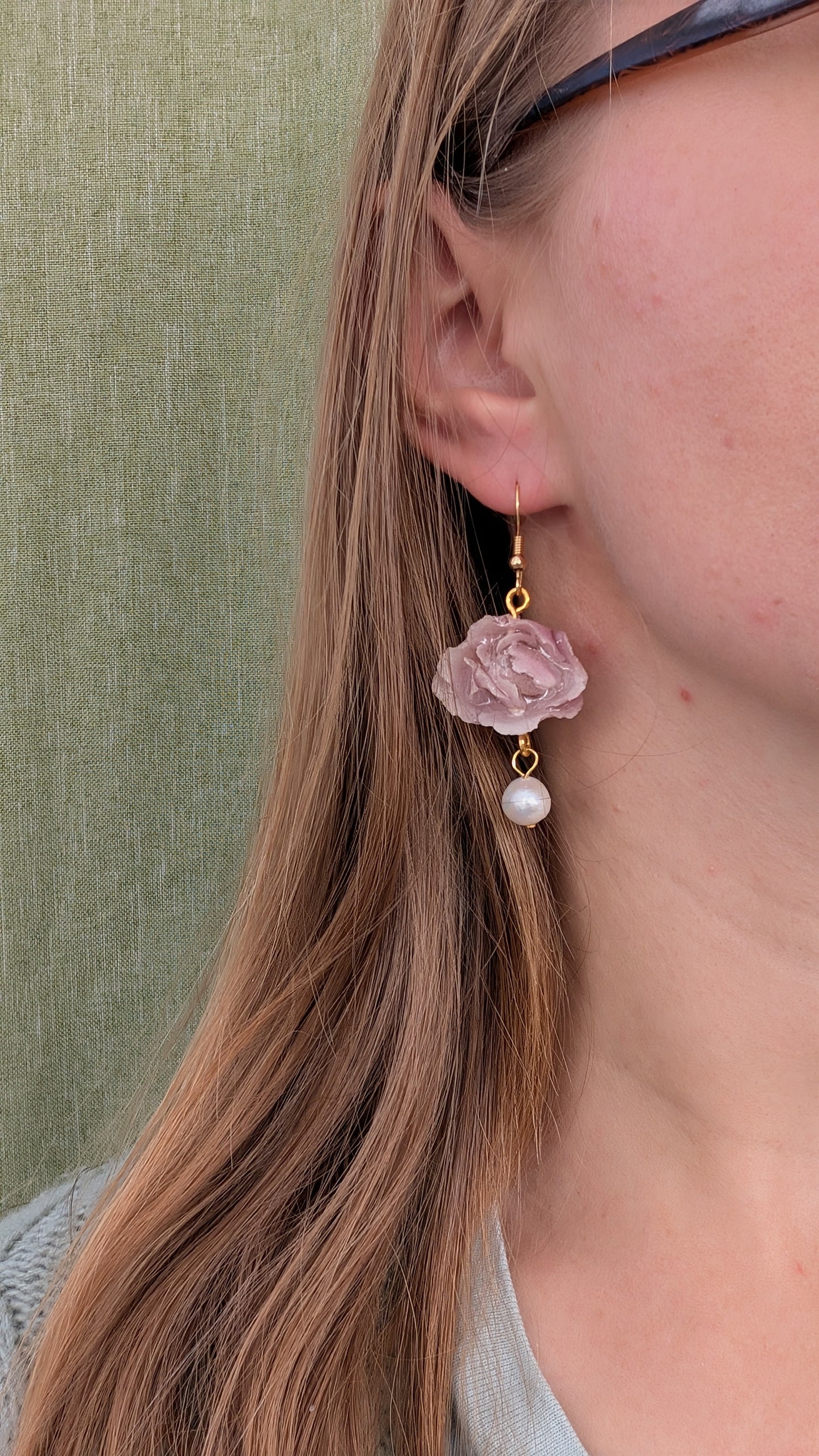 Apple Bloom & Pearl Drop Earrings