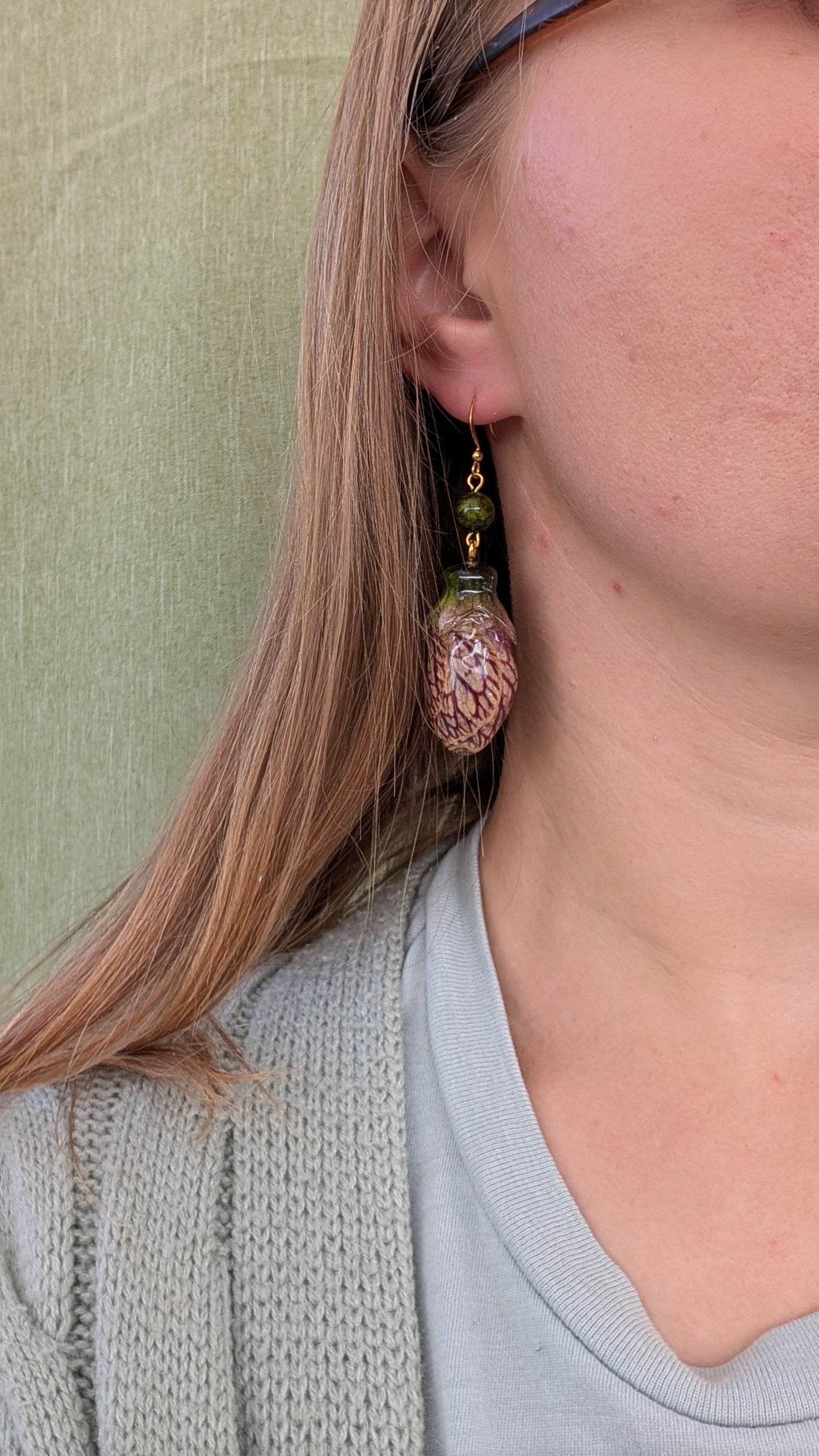 Green & Purple Veins Earrings