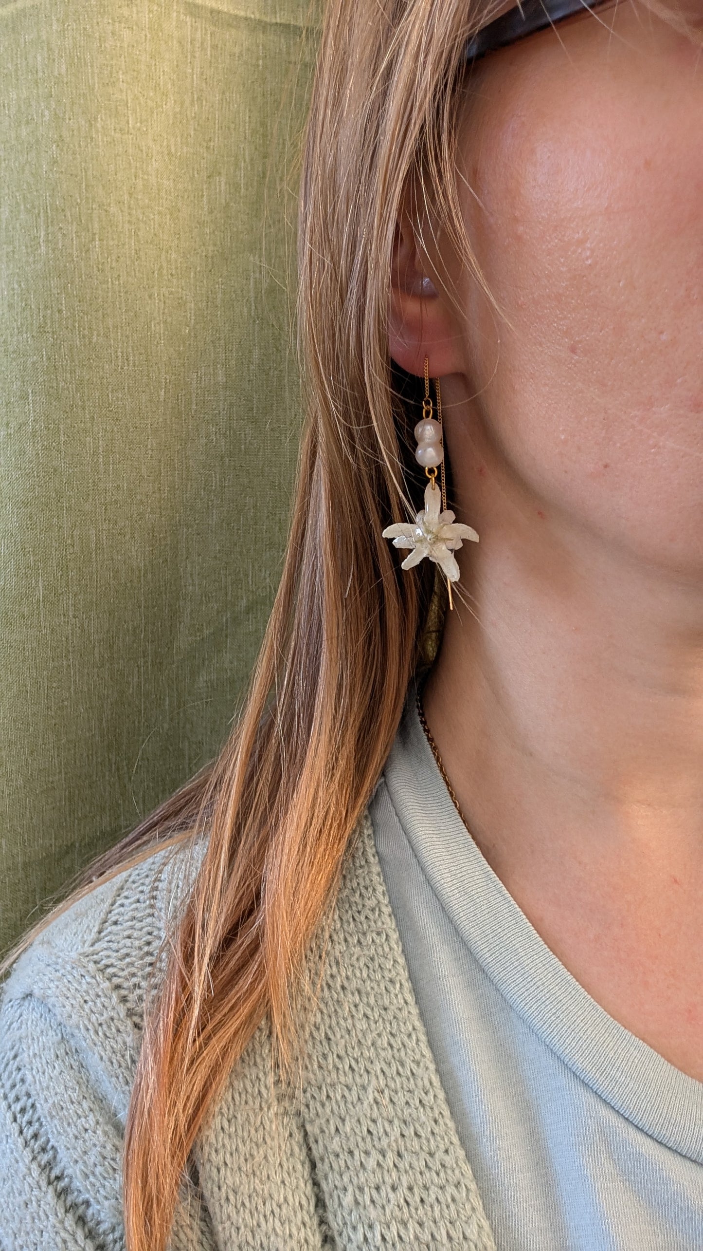 Jasmine Pearl Threader Earrings
