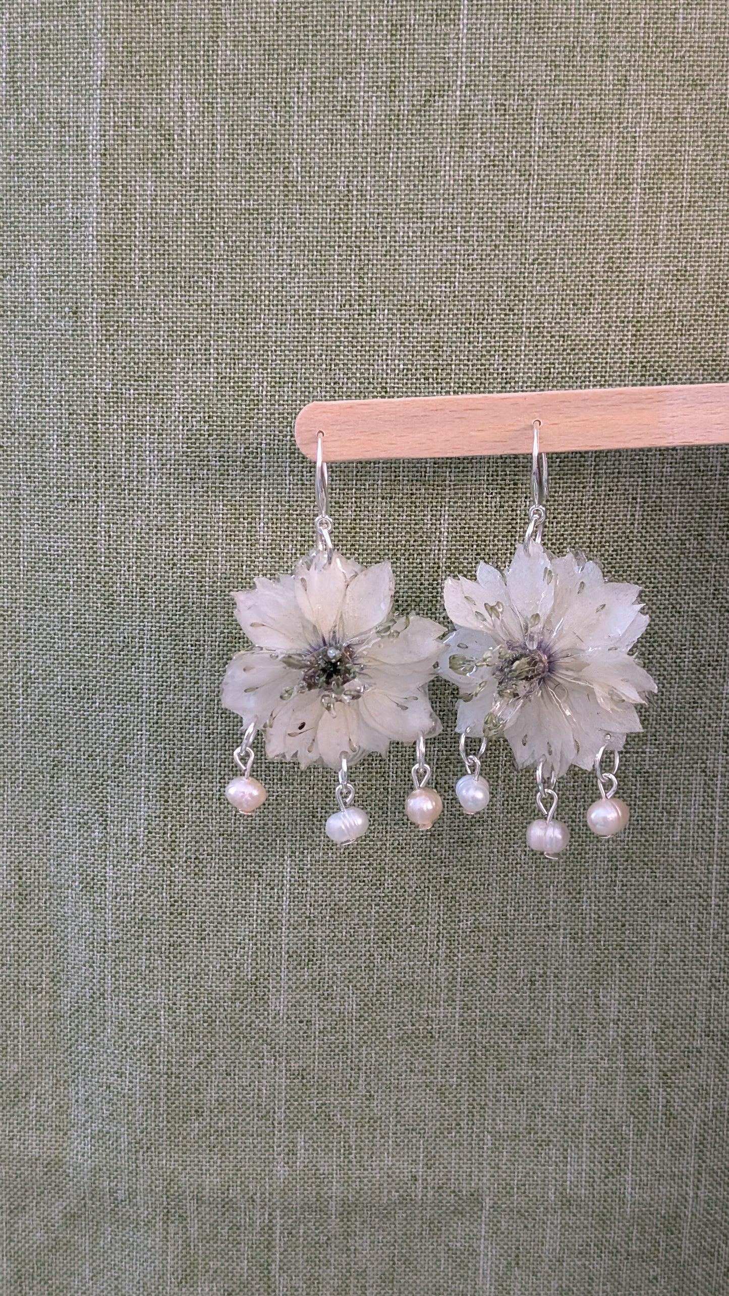 White Nigella Pearl Drop Earrings