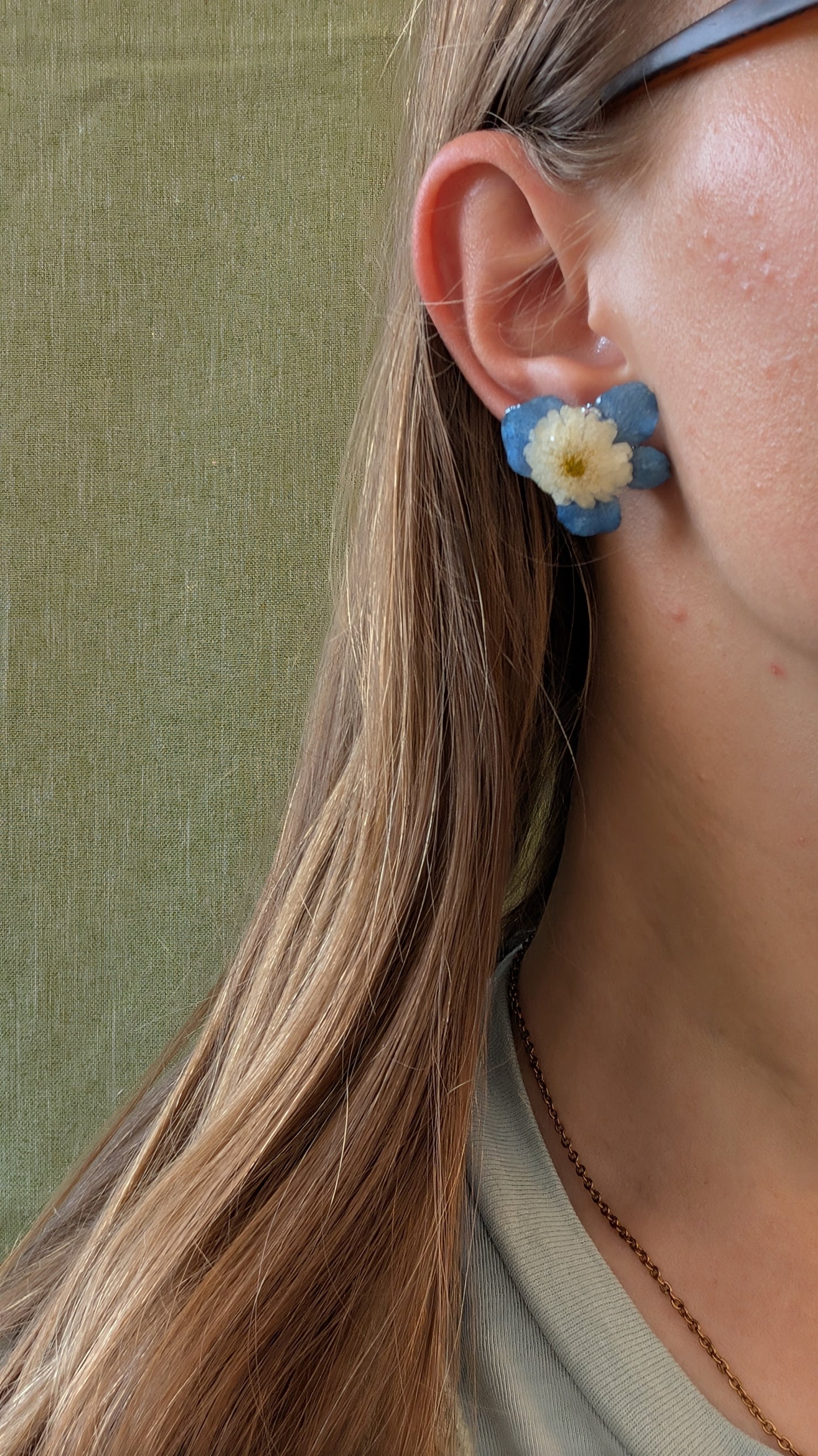 Blue & White Combo Stud Earrings