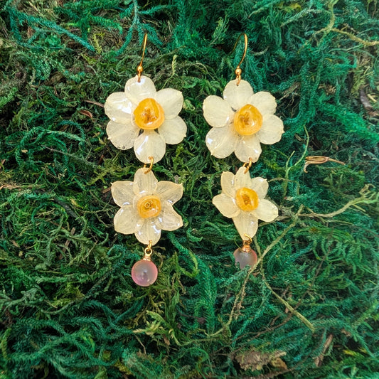 Golden Daffodil with Rose Glow Beads