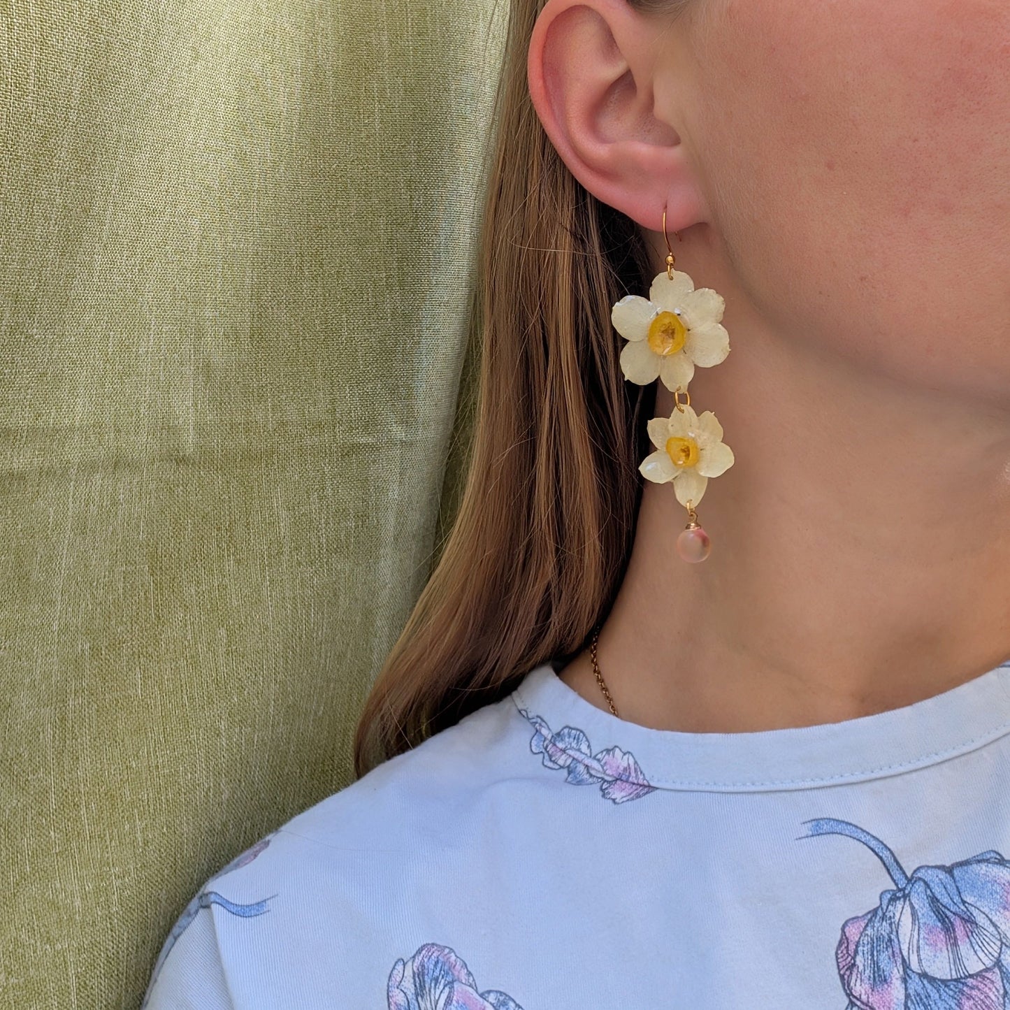 Golden Daffodil with Rose Glow Beads