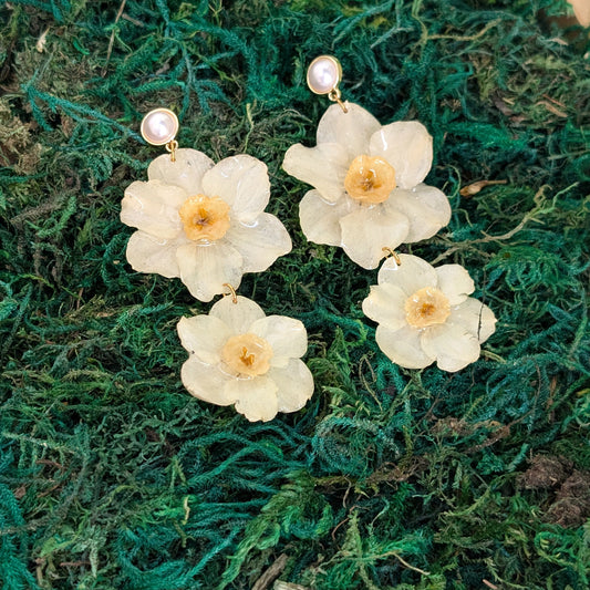 Daffodil Earrings – Pearl Stud Edition