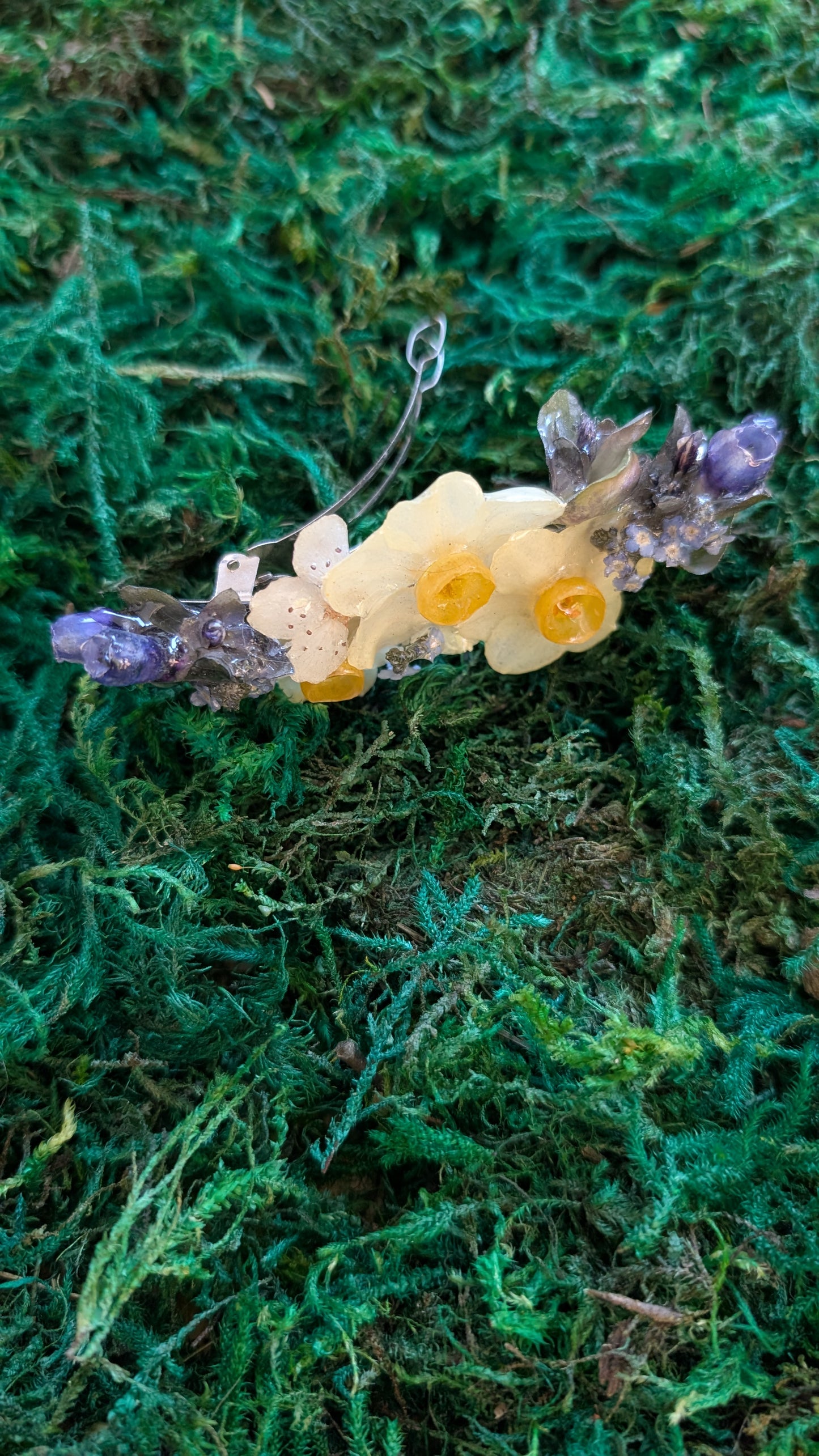 Golden Daffodil & Lavender French Barrette Hair Clip