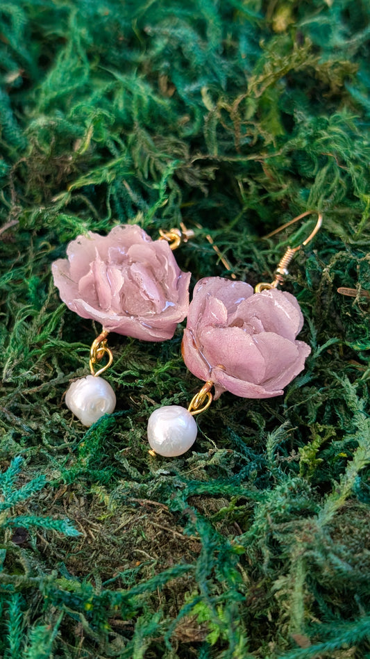 Apple Bloom & Pearl Drop Earrings