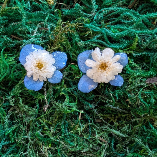 Blue & White Combo Stud Earrings