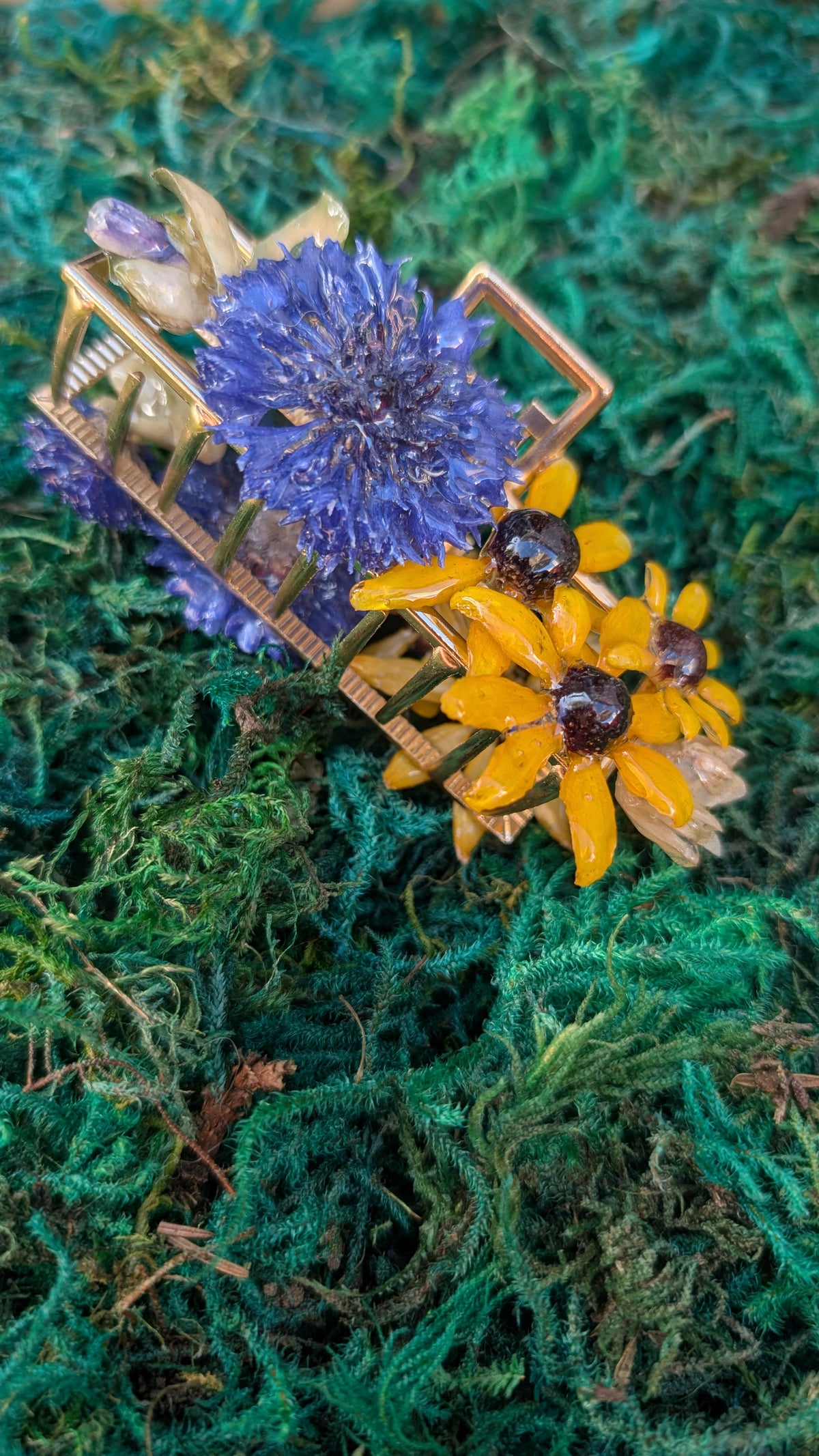 Cornflower& rudbeckia hair claw
